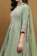 Green Viscose Georgette Embroidered Anarkali Suit Set image number 1