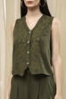Beige Viscose Floral Embroidered Fusion Set image number 1