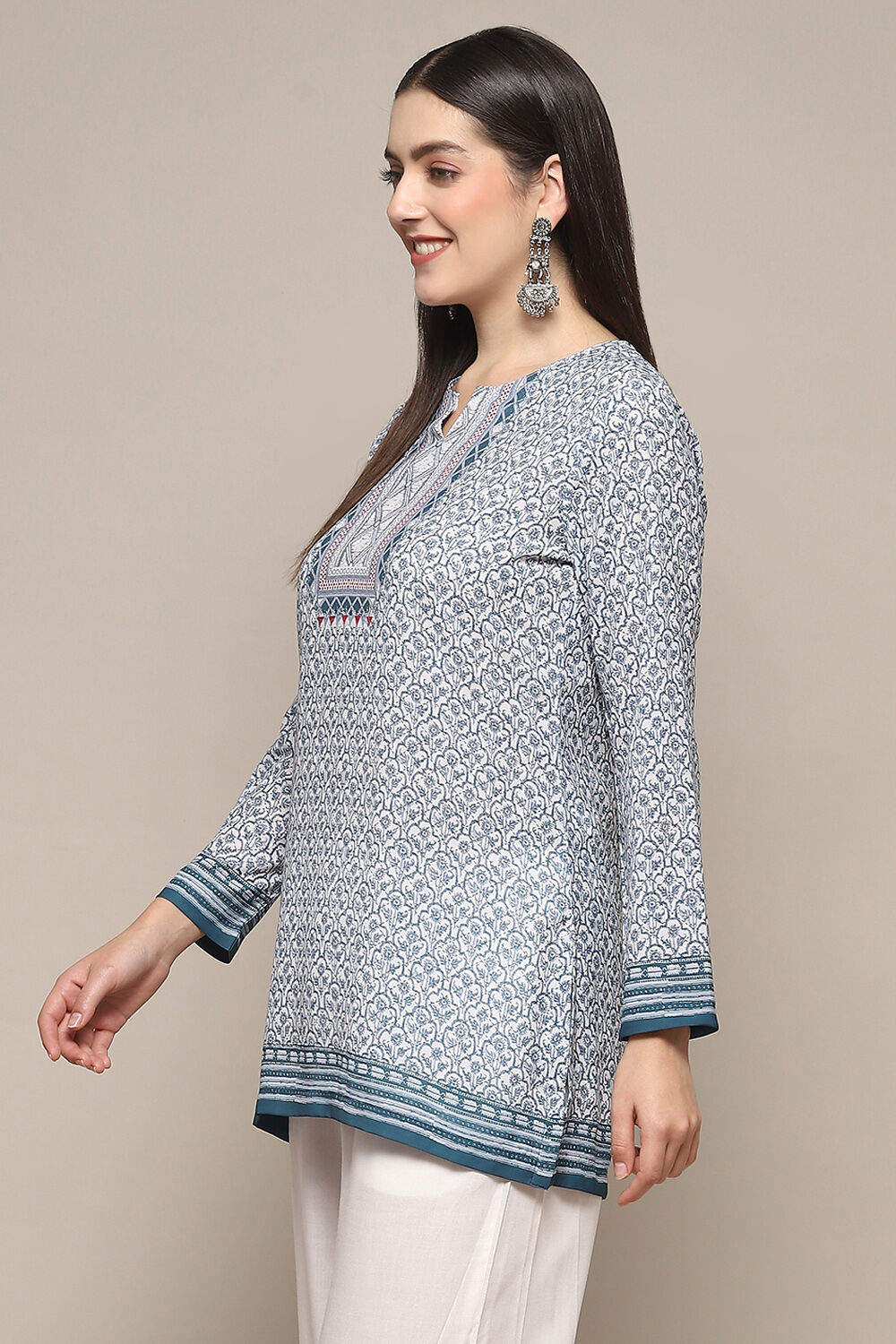 Indigo Polyester Straight Kurti image number 2