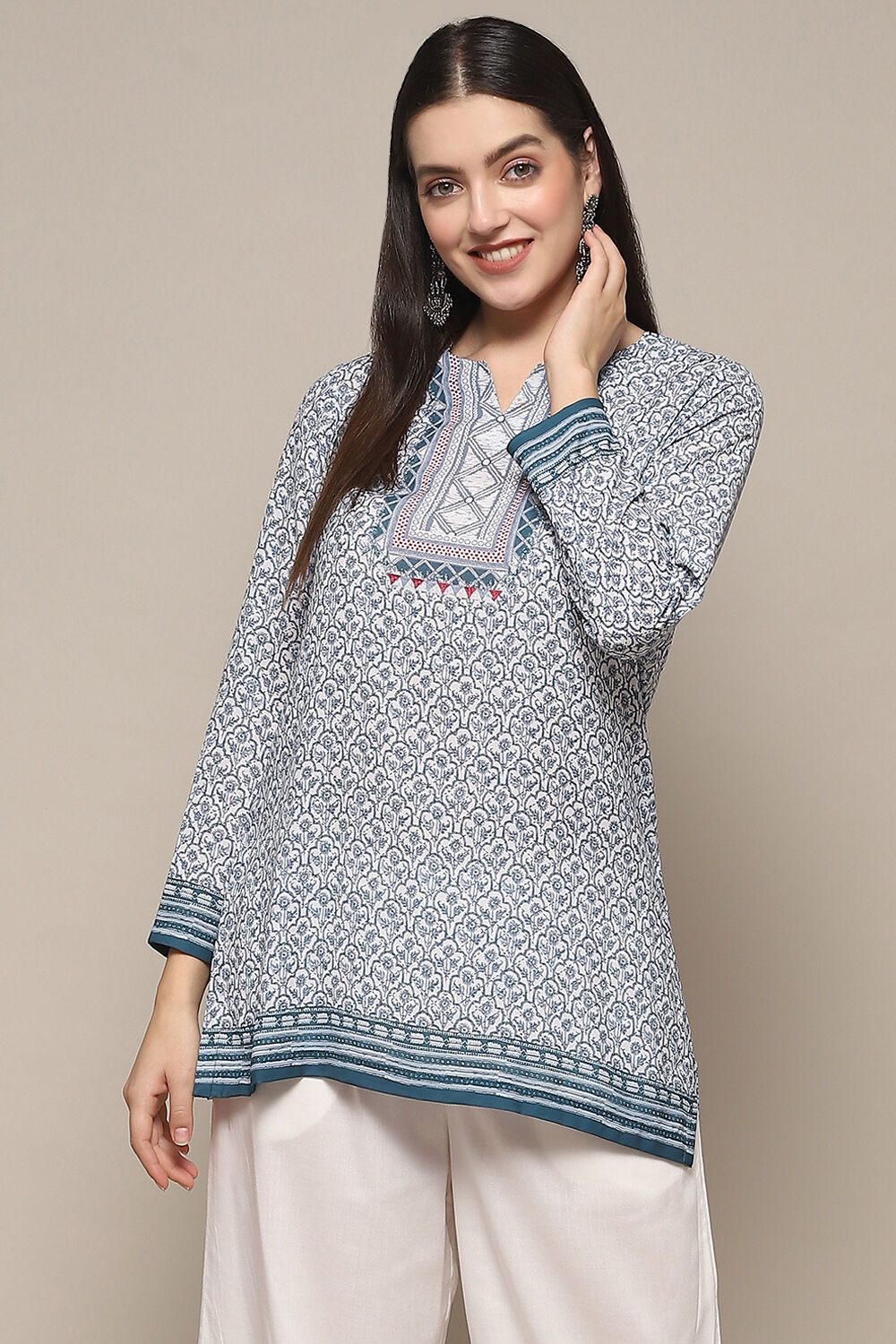 Indigo Polyester Straight Kurti image number 5