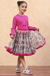 Pink Cotton Floral Top and Short Skirt Set image number 0