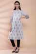 Grey Cotton Straight Kurta