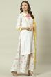 White Viscose Straight Kurta Sharara Suit Set image number 5