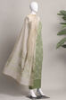 Green Cotton Jamdani Unstitched Suit Set image number 4