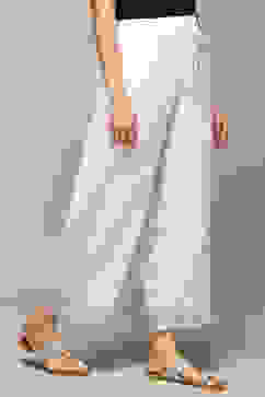 White Rayon Flax Palazzo image number 4