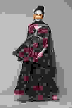 Black Floral Printed Flared Kurti & Garara Suit Set image number 0