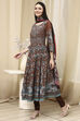 Black Cotton Fitted Anarkali Suit Set image number 3
