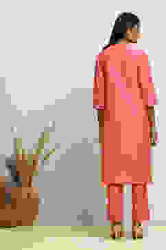 Light Pink Solid Festive Straight Suit Set image number 4