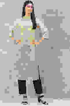 Beige Rayon A-Line Printed Kurta image number 5