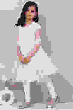 Off White Cotton Anarkali Kurta Churidar Suit Set image number 7