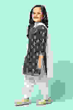 Black Cotton Straight Printed Kurta Patiala Salwar Suit Set image number 4