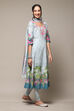 Powder Blue Cotton Anarkali Suit Set image number 6