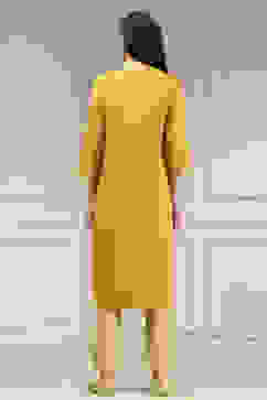 Yellow Solid Straight Kurta image number 3