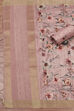 Peach Silk Tussar Handloom Unstitched Suit Set image number 3
