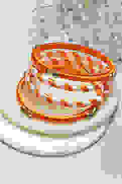 Orange & White Plastic-Thread Bangles image number 0