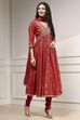 Off-White Cotton Foil Printed Anarkali Suit Set image number 5