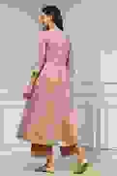 Old Rose Embroidered Anarkali Fusion Set image number 4