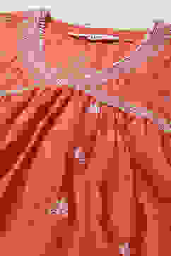 Coral Cotton Blend Gathered Kurta Palazzo Suit Set image number 2