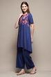 Indigo Rayon Asymmetric Kurta Palazzo 2 Piece Set image number 3