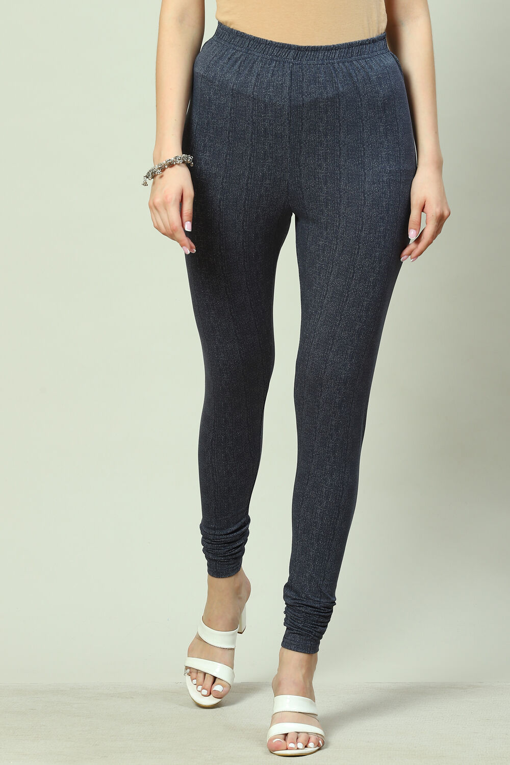 Blue Viscose Blend Legging image number 3