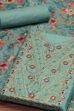 Teal Cotton Printed Embroidered Unstitched Suit Set image number 1