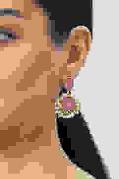 Pink Brass Earrings image number 1