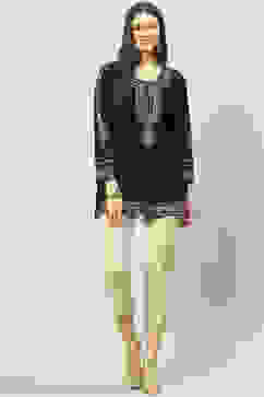 Black Poly Metallic Straight Printed Kurti image number 5