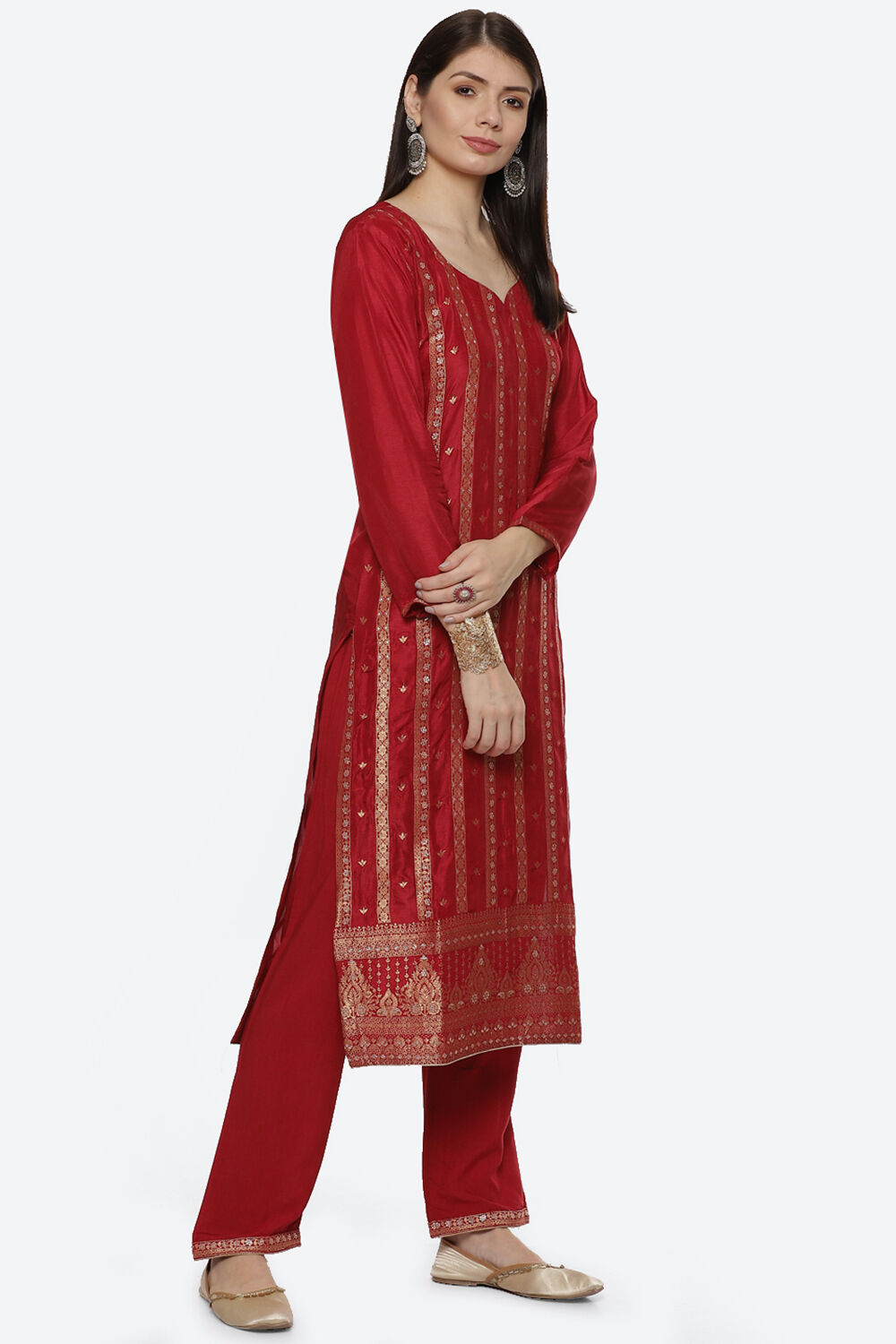 Blue Silk Blend Digital Print Unstitched Suit Set image number 5
