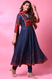 Blue Cotton Anarkali Kurta Churidar Suit Set image number 1