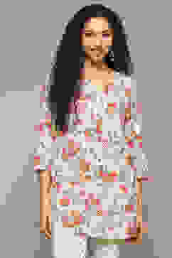 Olive Green Rayon Printed Kurti image number 5