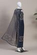 Grey Chanderi Rajasthani Print Unstitched Suit Set image number 4