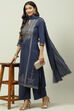 Mustard Printed Cotton Straight Kurta Palazzo Suit Set image number 7