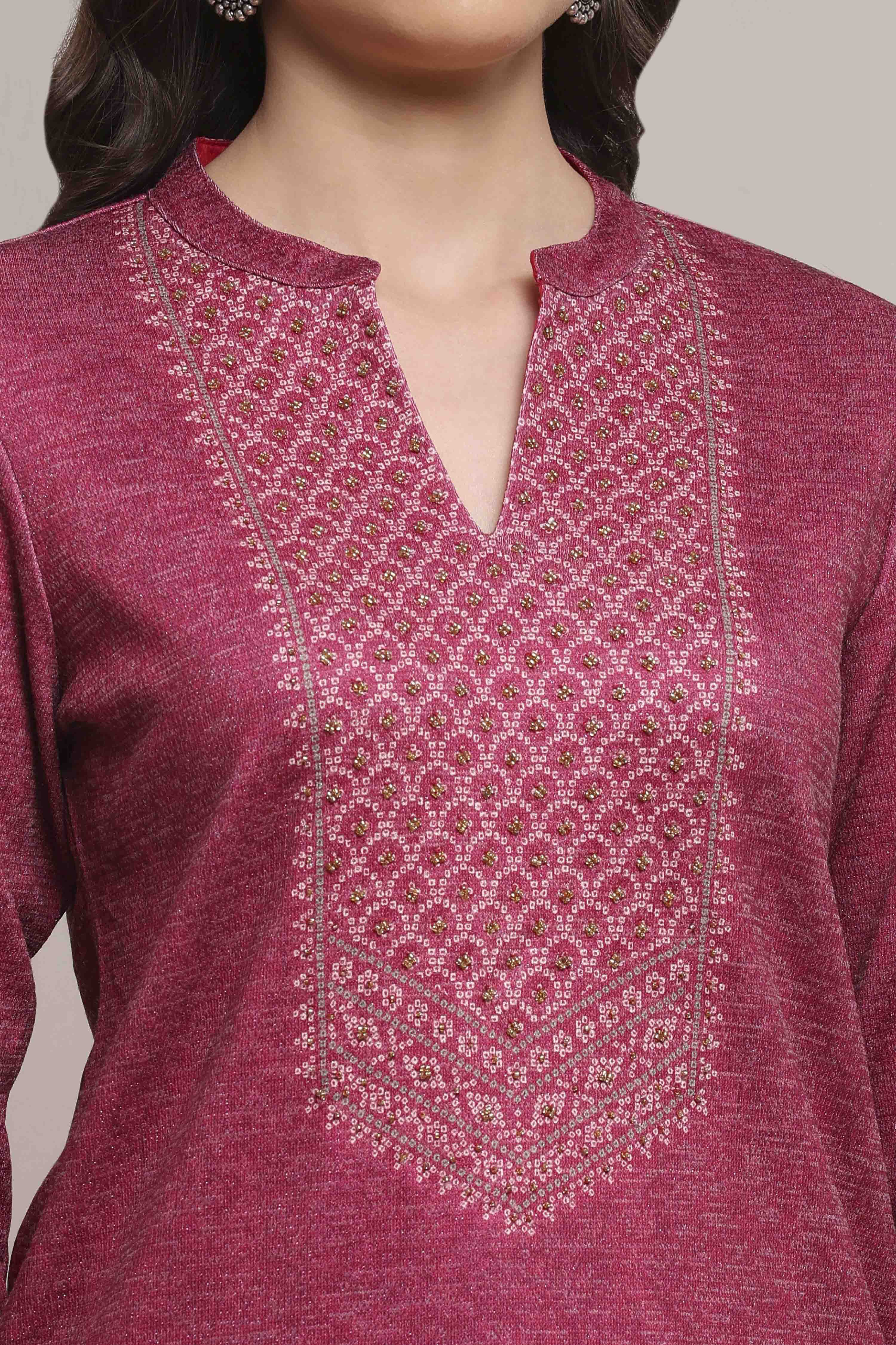 Pink Blended Printed Kurti image number 1