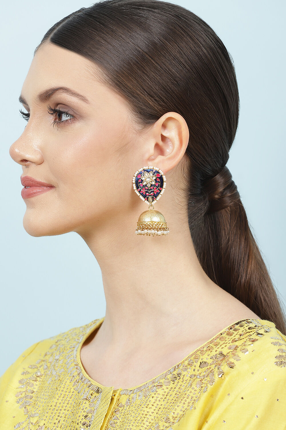 Navy Blue Alloy Earrings image number 3