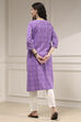 Purple Cotton Ikat Straight Kurta image number 3