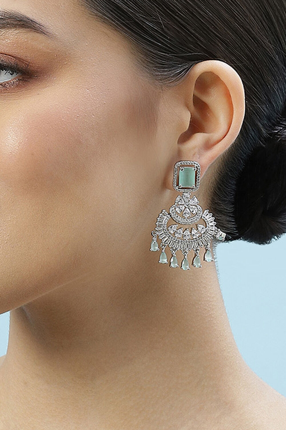 Mint Green Brass Earrings image number 1