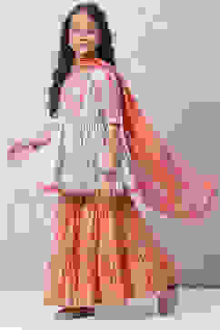 Aqua Coral Cotton Flared Garara Kurta Garara Suit Set image number 0