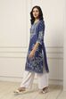Blue Viscose Rayon Floral Printed Straight Kurta image number 2