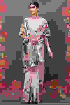 Rohit Bal Peach Cotton Silk Printed Saree image number 5