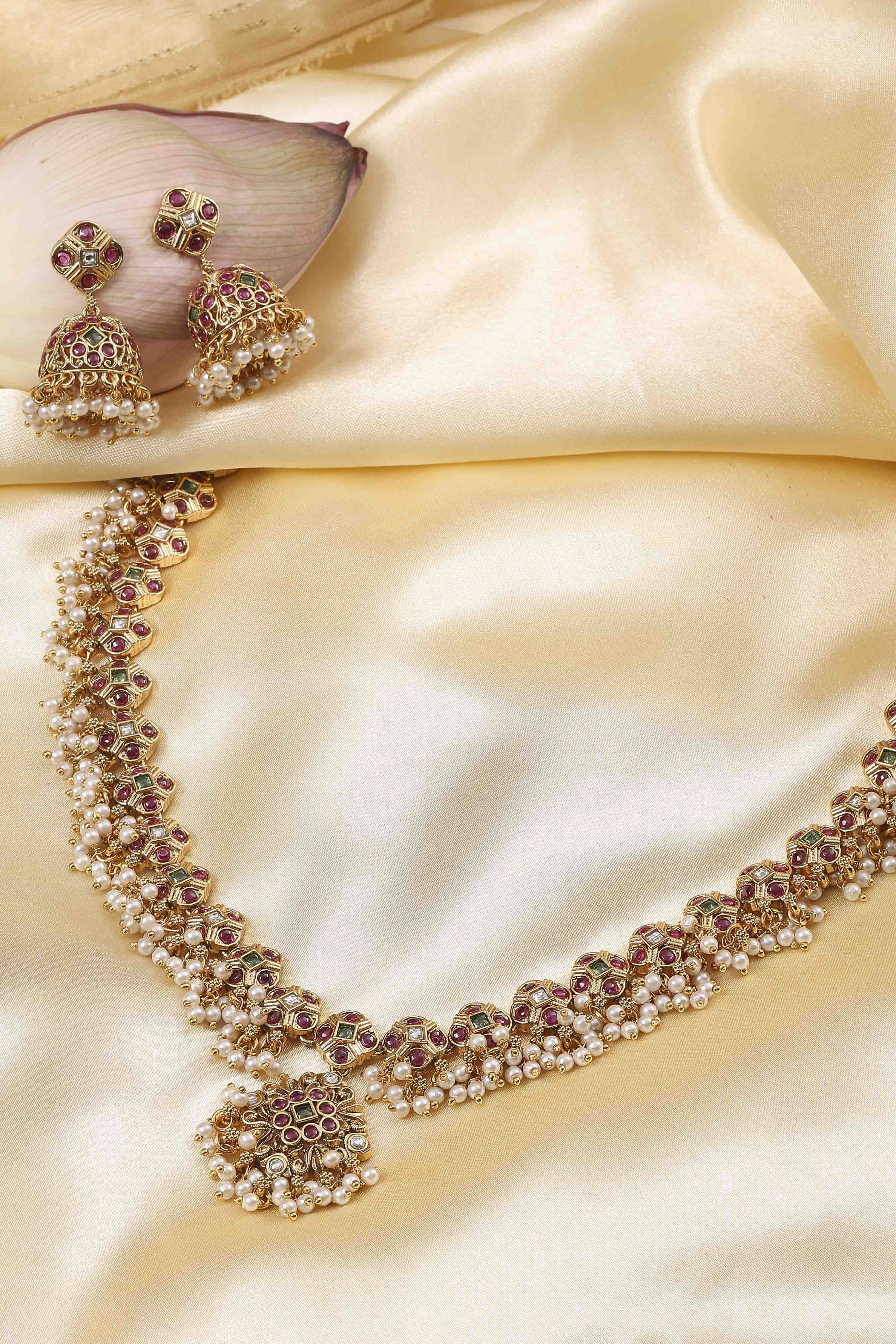 Multicolor Brass Necklace Set image number 0