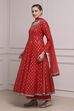 Pink Cotton Yarndyed Kalidar Kurta Set image number 3