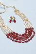 Maroon Brass Necklace Set image number 0