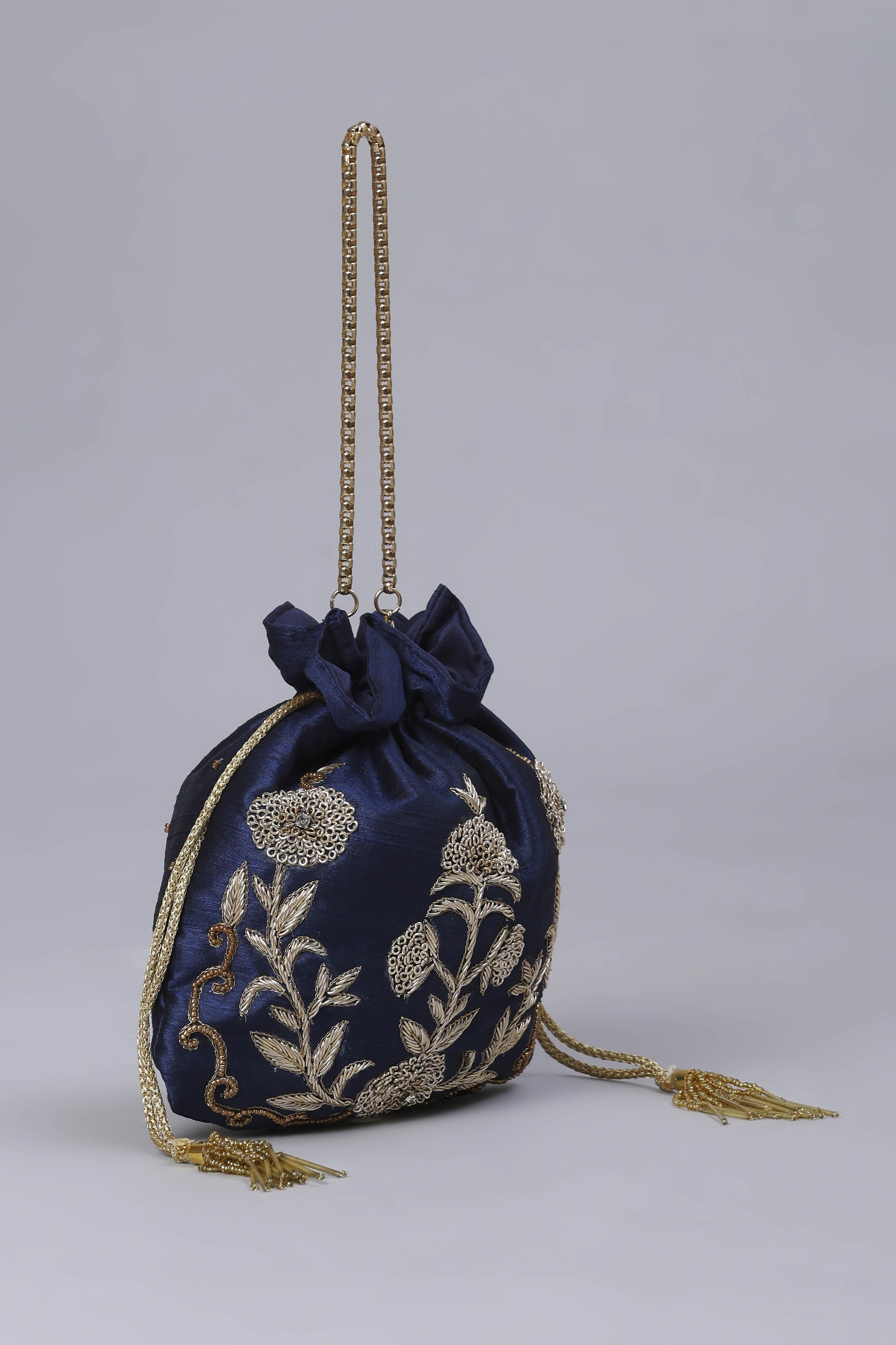 Royal Blue Fabric Potli Bag image number 3