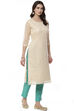 Beige Cotton Blend Machine Embroidered Unstitched Suit Set image number 6