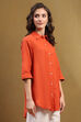 Dusk Blue Cotton Blend Solid Straight Shirt Style Kurti image number 4