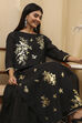 Black Poly Chanderi Layered Tiered Dress image number 1