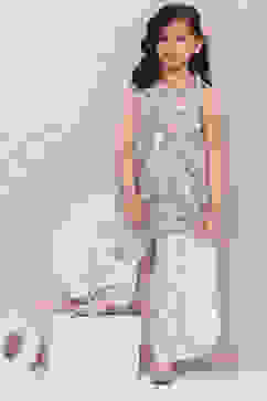 Powder Blue Cotton Printed Dhoti Pants Set image number 6