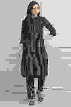 Navy Poly Viscose Printed Kurta Set image number 6