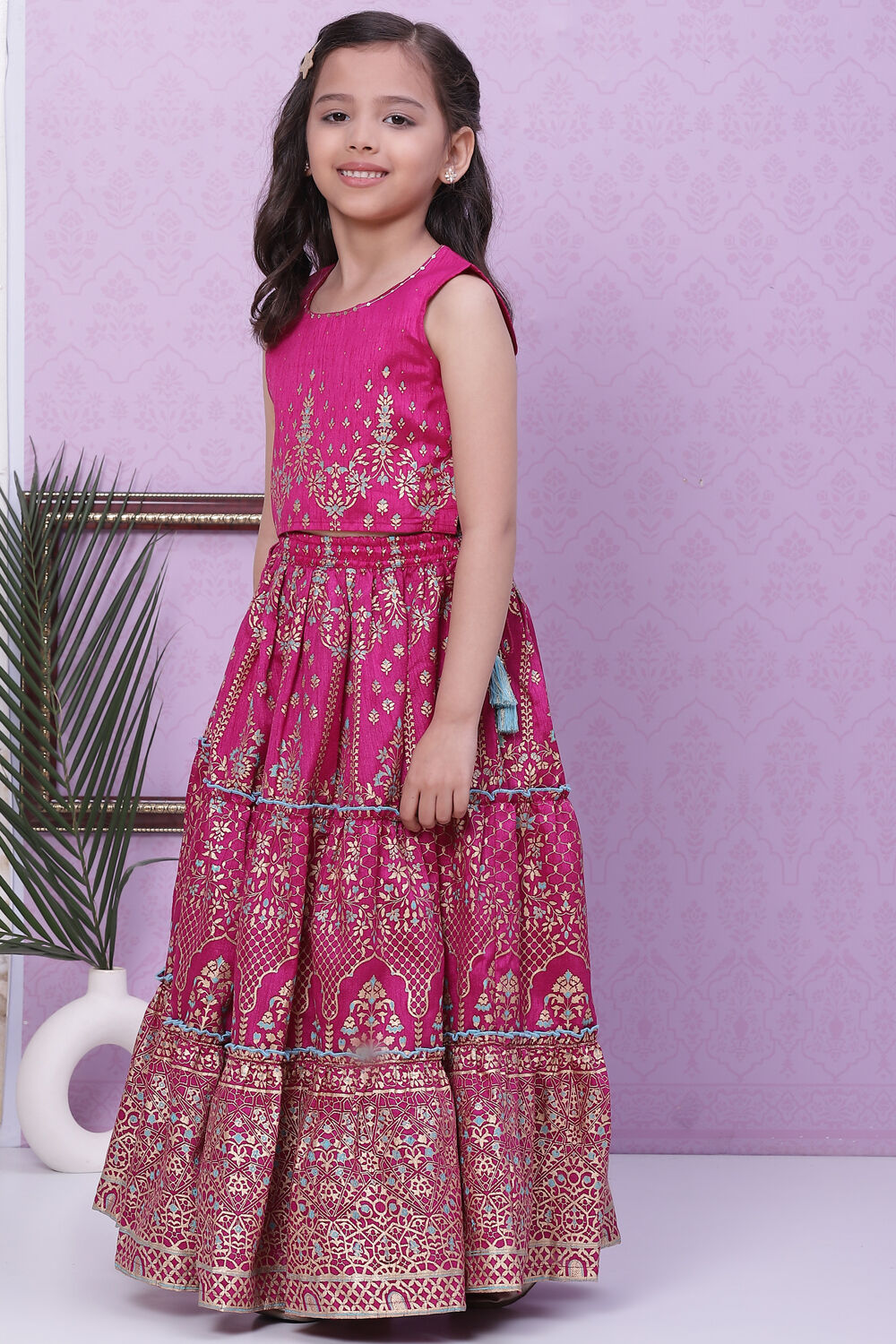 Green Art Silk Flared Lehenga image number 3