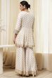 Ivory Georgette Embroidered Peplum Suit Set image number 5